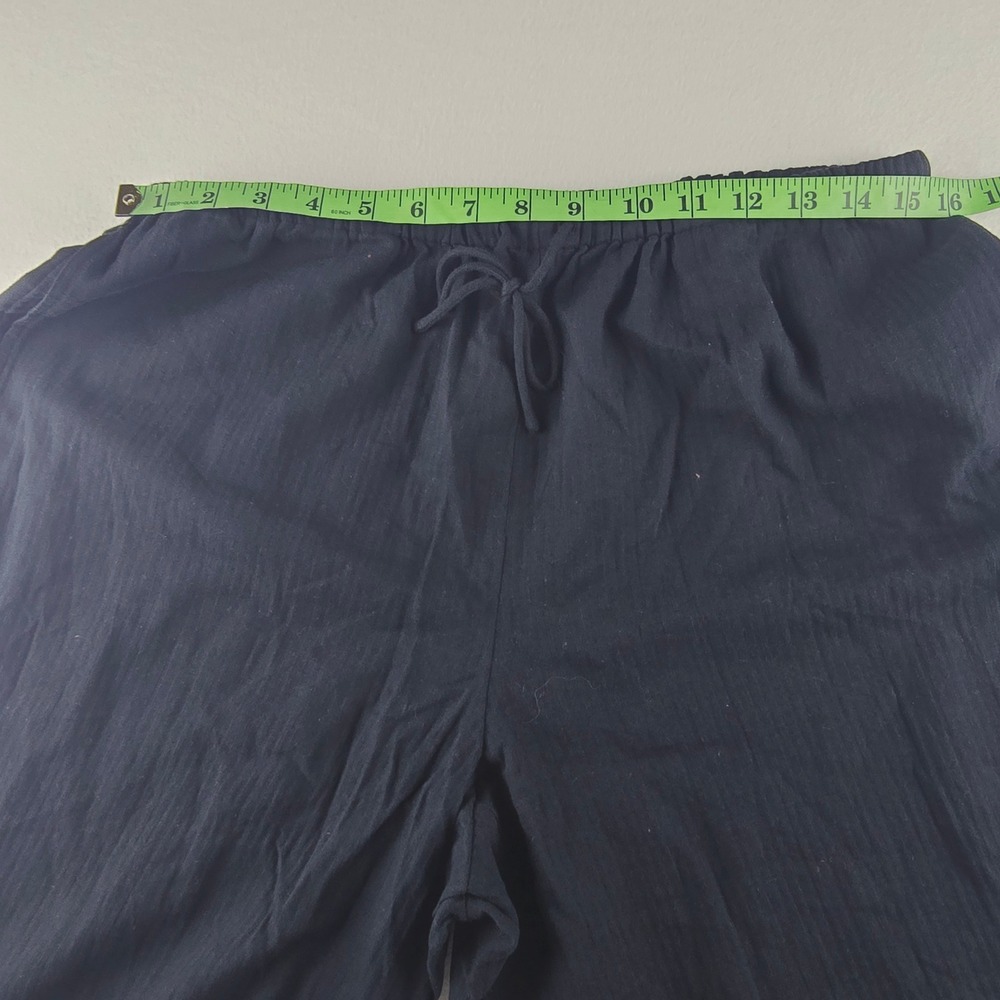 J. Crew NWT Textured Wide Leg Drawstring Beach Pants Black Cotton Medium - Picture 8 of 11